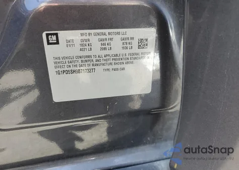 2011 Chevrolet Cruze Ls из США, поврежденный, VIN 1G1PD5SH9B7173277